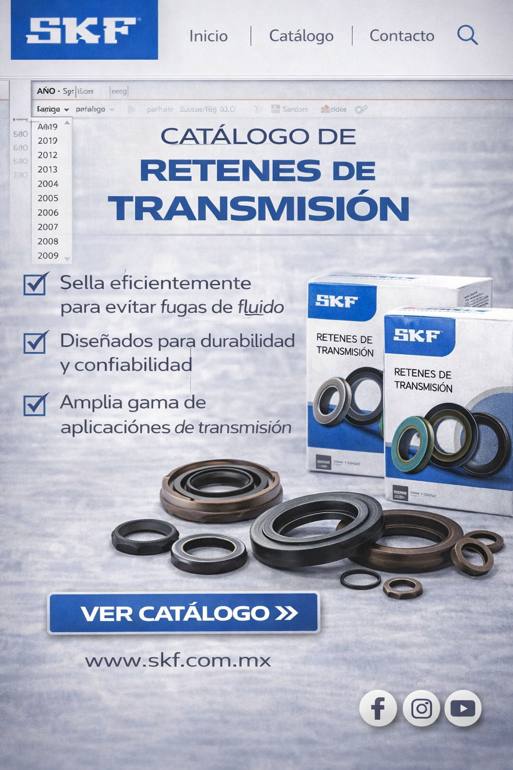 catalogo electronico SFK de retenes de transmision para automoviles